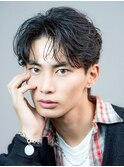 ビジネスメンズショートリクルート七三かき上げヘアツーブロック