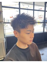 エルマノ 仙川(L mano)&nbsp;〈k15〉メンズパーマブリーチフェードツーブロックスパイラル