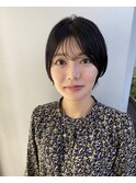 前髪あり耳掛け丸みくびれショートボブ20代30代40代50代60代