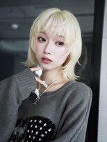 アルバム 銀座(ALBUM GINZA)&nbsp;おくれ毛ブロンドハイトーンウルフレイヤーボブ_F20840