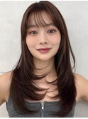 三鷹レイヤーカット韓国ダブルカラー顔周り前髪カットボブ