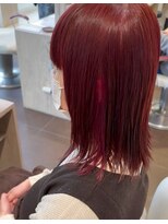 アース 会津若松店(HAIR&MAKE EARTH)&nbsp;ボルドーブラウン×インナーレッドボブ