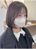 フェミニンで可愛いチェリーブラウンイメチェンボブ