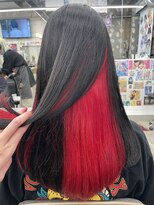 オタクヘア 渋谷(OTAKU HAIR) 赤色インナーカラー 推しカラー ケアブリーチ
