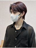 メンズカットマッシュショートウルフワインレッド