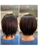 ヴォヤージュトロワ(voyage trois) アッシュグレーボブ ヘアアレンジプードルパーマロングヘア