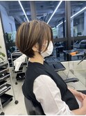 大人美人ショート脱白髪ハイライトオージュアTr
