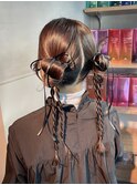 【ツインカチモリ】結婚式銀座お団子タイトヘアセットアレンジ