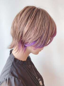 モリオフロムロンドン 原宿本店(morio from London) 【morio原宿】ミルクティーカラー フェイスフレーミング ウルフ