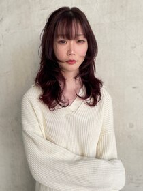 フレーム 博多店(FRAME) ザクザクレイヤー×ブリーチ無しピンクレッド【福岡/博多】