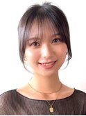 可愛い後れ毛ポニー 黒髪 小顔 レイヤー 韓国風 髪質改善