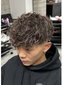 メッシュメンズパーマスペインカール眉毛フェード