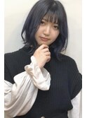 小顔くびレイヤー/愛されショートボブ/ブルーブラック/外ハネ
