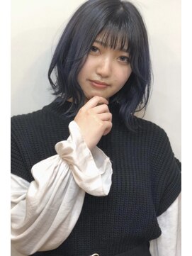レセ 南柏店(Laissez) 小顔くびレイヤー/愛されショートボブ/ブルーブラック/外ハネ