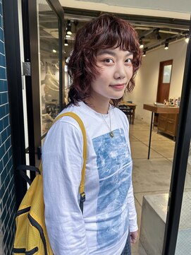 ダンボ(DUMBO) 【sayaca】ウルフパーマ/ゆるふわミディアム/オレンジブラウン