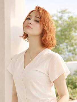 ルルズ(LULUS) オレンジベージュ京都駅ショートボブ京都駅ブリーチダブルカラー