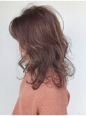 ピンクベージュロングカール