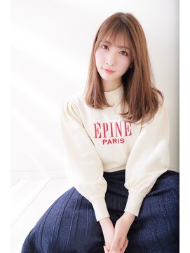 アトリエコア(Atelier Coa) 大人ガーリーチョコレートベージュゆるふわカール薄めバング