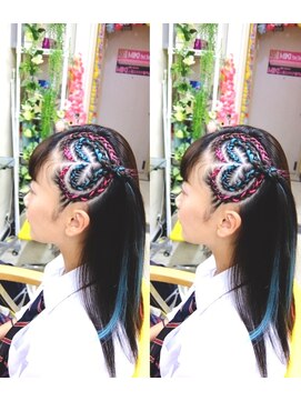 エクステ専門店ミキ 横浜店(MIKI) カラーハート型コーンロウ★学生イベントヘア、キッズ