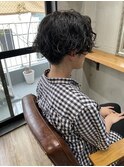 マッシュショートにラフウエーブ