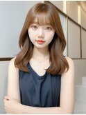 2wayバング 韓国前髪 シースルー ミディアム くびれ#