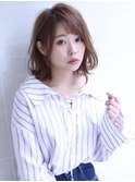 耳掛け斜めバングヘア/デザインカラー