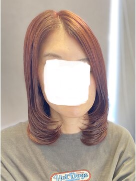 ハーティーモトヤワタ(hearty MOTOYAWATA) ツヤ感たっぷりまとまるレイヤー×派手にならない暖色color