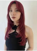 ボルドーカラー×レイヤーカット
