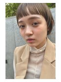 表参道/オリーブグレージュ/艶カラー/眉上バング/ミストバングf