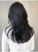 ブルーブラックレイヤーカット_アースカラーくびれヘア_ba378233