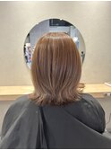 外ハネボブ×ベージュカラー