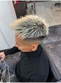 アップバングツーブロックバーバーフェードツイストメッシュ