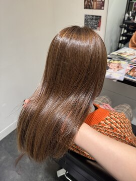 ブリーチなしです^^黄味消しミルクティーカラー