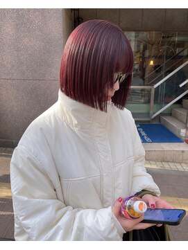 ヴェイン 渋谷(vain) 切りっぱなしボブ×ボルドー