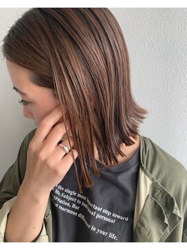 ヌル ヘア デザイン(nullus hair desigh) パチっと切りっぱなしボブ/ことりベージュ/ニュアンスカラー