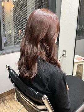 ヘアアンドメイク エジェリ(hair&make egerie) オレンジピンクカラー・ウェーブロング