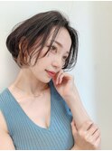 前髪なしグラデーションボブ＋前下がりボブ+３０代ボブ+