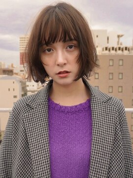 シティ(sity.) ボブ　ブリーチなしカラー　顔周りレイヤー　オリーブカラー