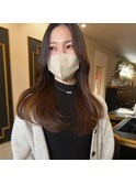 韓国ヘア/内巻き/顔まわり/小顔ロング/ローレイヤー/フェミニン