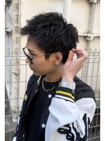 刈部倶楽舞 難波店&nbsp;スパイキーショート/スパイキーメンズパーマ/ツイストパーマ黒髪