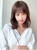 前髪パーマ/セミウェットウェーブ/オリーブカラー/大人かわいい