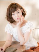 大人のエアリーパーマボブ×小顔ひし形シルエット