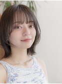 大人かわいい前髪セシルカットココアブラウンフリンジウェーブ