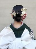 成人式ヘアセットタイトセットアレンジお団子/今枝