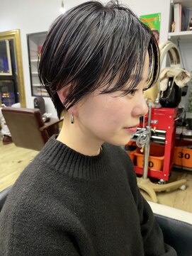 ヌード(NUDE) NUDE前髪カット シースルーバング黒髪ショート大人ショートボブ