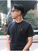 黒髪刈り上げセンターパー フェードフェザーパーマローフェード