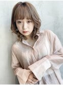 リバースレイヤー_カーキグレージュフェザーバング_8274