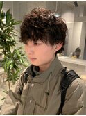 マッシュショート ツイストスパイラルパーマ ブラウンカラー