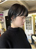 NUDEインナーカラーショートボブ イヤリングカラーマッシュ