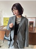 ボブレイヤーボブフェイスレイヤーラベンダーカラーダブルカラー